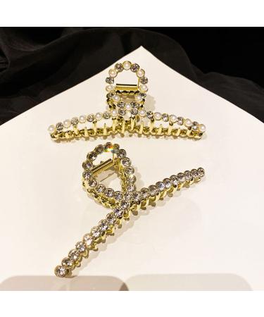 SDFF 3-Piece Metal Gold Claw Clips - Strong Hair Grippers for Women & Girls with Thick Hair | Stylish & Slippery Hairpins - Buy Online on GoSupps.com