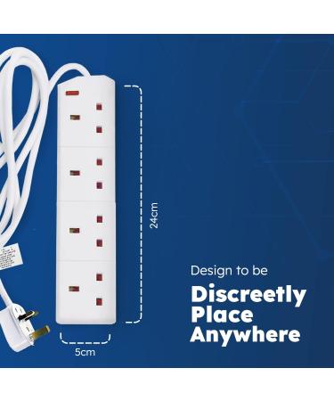 DESIRETECH White Electric Extension Lead 4 Gang 2 Metre | 2m Long Cable | UK Plug 3 Pin Socket Outlet & Dr. Beckmann Carpet Stain Remover | Removes New and Dried-in Stains | Includes Applicator Brush - Buy Online on GoSupps.com