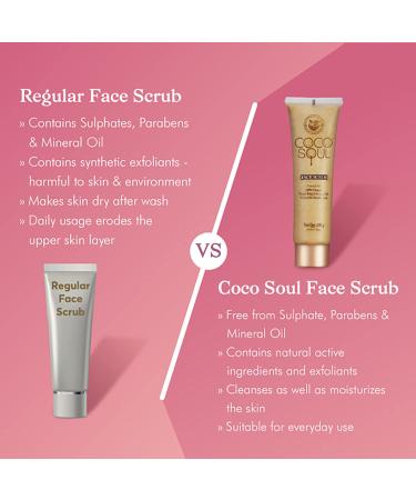 Organic Coconut & Ayurveda Face Scrub | Gentle Exfoliation & Deep Pore Cleansing | Tan Reducing | Sulphate & Paraben Free Vegan Skincare | 100g - Buy Online on GoSupps.com