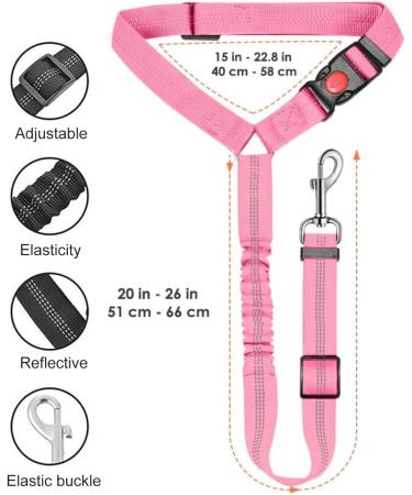 Dog Seat Belt Car Harness Seatbelt for Pet Cars Safety Lead Adjustable Clip Restraint Headrest Elastic Bungee No Tangle Leash for Small Medium Puppy in Vehicle Travel (Black) - Buy Online on GoSupps.com