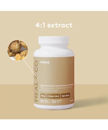 Heal + Co. Organic Maca | High Potency 4:1 Extract 3 000 mg | Mood + Libido | 120 x 500 mg Capsules - Buy Online on GoSupps.com