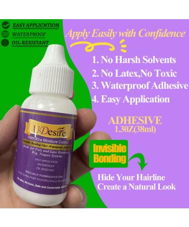 Invisible Bonding Glue 1.3oz - Waterproof Light Hold Wig Glue for Poly & Lace Hairpieces Toupees & Hair Replacement Systems - Extra Moisture Control 38ml - Buy Online on GoSupps.com