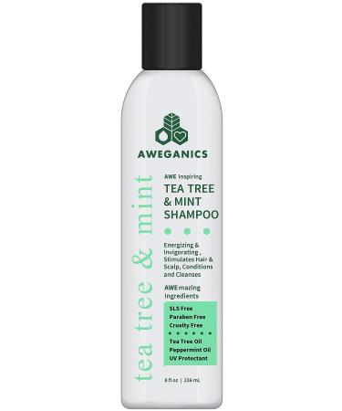 Tea Tree Mint Shampoo Natural Aromatherapy Invigorating Peppermint Shampoos | Cooling Cleansing Moisturizing Healthy hair growth |Made in the USA |