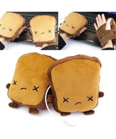 LEAQU Warm Winter Gloves 1 Pair Cute Cartoon Toast Soft USB Hand Warmer Fingerless Gloves Gloves for Typing Gaming Smile Face - Buy Online on GoSupps.com
