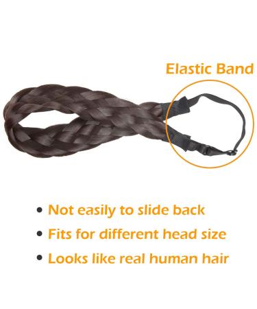 Silk-Co Dark Brown 5-Strand Braided Headband | Women's Vintage Elastic Hair Band & Braids Extensions for Weddings - Buy Online on GoSupps.com