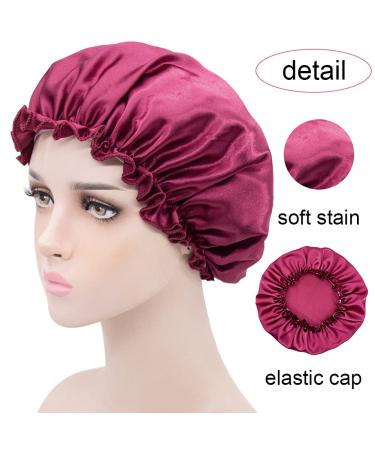 6PC Soft Satin Sleeping Caps - Breathable Shower Hood & Night Hat for Hair Care | Women's Sleep Caps with Wide Rubber Band - Buy Online on GoSupps.com