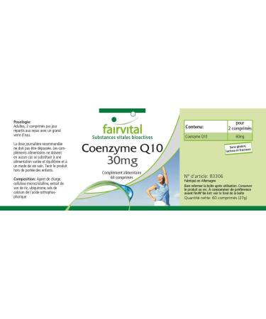 Fairvital | Co-enzyme Q10 30mg VEGAN - 60 tablets - ubiquinone - Buy Online on GoSupps.com