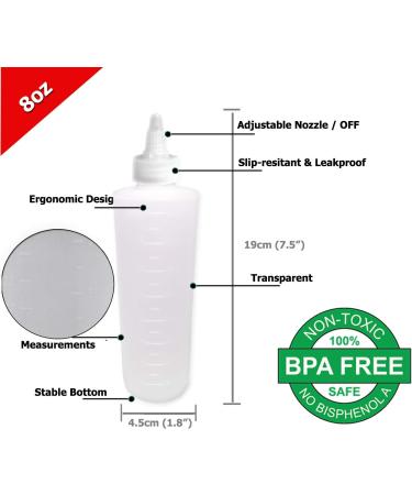 EZPRO USA Applicator Empty Plastic Bottle Twist Top Cap with Long Tip  BPA-free Coloring Treatment Squeeze Bottles for Food / Hair / Tattoo  Bleach Dye Application  8 ounce 250 ml (Pack of 3) - Buy Online on GoSupps.com