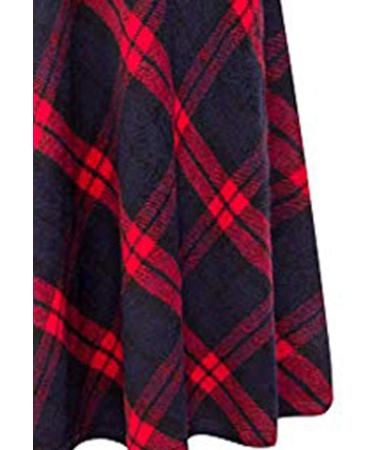 Sanahy Women's High Elastic Waist Plaid Winter Maxi Skirt - Red | Vintage Wool Midi Skirt with Pockets - Buy Online on GoSupps.com