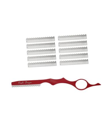 Minkissy 11-part hair cutting tool holder hair cutting-up razor hair cutier razor hair thinning ridge hair thinning-down razor razor hair stunner razor 17.5x2cm red