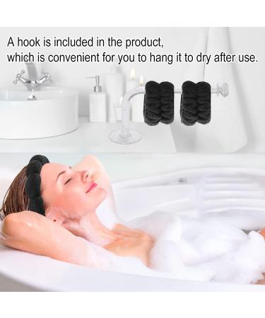 Hope&Luck 4Pcs Spa Headband Set for Women - Black Terry Cloth Hair Band for Washing Face - Bubble Sponge Headband and Wristband - Buy Online on GoSupps.com