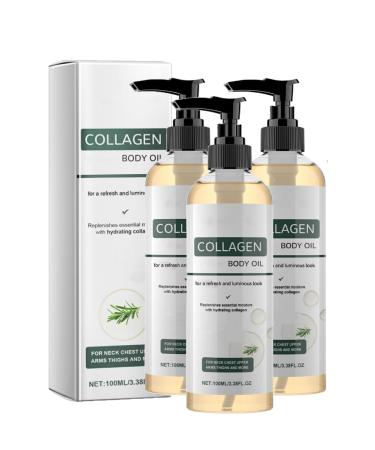 Huile Corporelle Liftante Au Collag ne 100ml Collagen Lifting Body Oil Huile Raffermissante Pour Corps Hydratante S rum Hydratant Pour Peaux Rel ch es Et Cr p es Anti- ge Laisse La Peau Grasse (3PC)