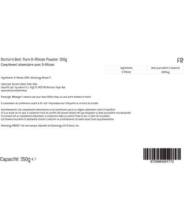 Doctor's Best D-Ribose Powder 250g - Vegan, Highly Dosed, Lab-Tested, Gluten-Free, Soy-Free, Vegetarian, Non-GMO - Buy Online on GoSupps.com