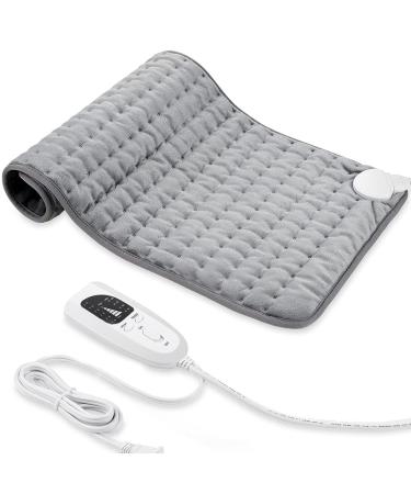 haoxuandianzi Heating Electric Pad for Back, Shoulders, Abdomen, Legs, Arms, Electric Fast Heat Pad with Heat Settings, Auto Shut Off (12" x 24''), Silver Gray
