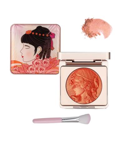 Soft embossed cheek powder blush palette embossed cheek blush matte face powder blush palette natural makeup radiant finish(Naranja)