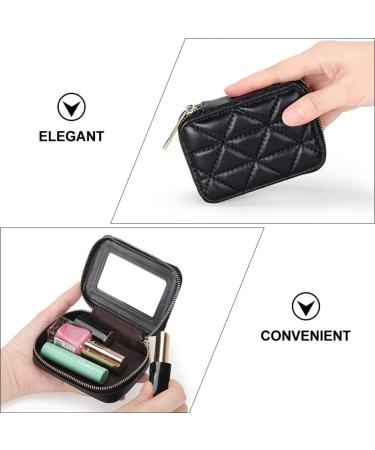 VALICLUD Black Lipstick Case | Genuine Leather Mini Cosmetic Jewelry Box with Mirror | Perfect Gift for Women - Shop Now - Buy Online on GoSupps.com
