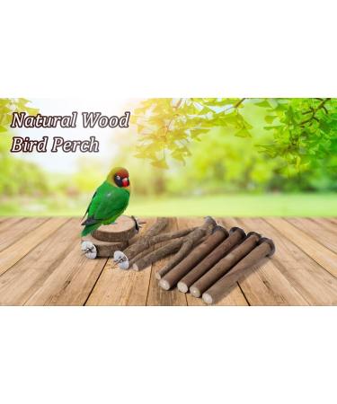 Mogokoyo 8 PCS Natural Wood Bird Perch Birdcage Stand Wooden Parrot Perch Stand Perch Platform Cage Accessories for Parrotlets Budgies Cockatiels Parakeets Lovebirds Style A - Buy Online on GoSupps.com