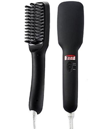 2-in-1 Hair Straightener Brush Fast Natural Straight Hair Styling Heated Hair Brush Straightener with Temperature Control Best Brush for Beauty Styling (Black)