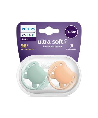 Philips Avent Ultra Air & Soft Pacifiers Bundle - BPA-Free Jaw-Friendly 0-6 Months 2-Pack in Green/Orange Pastel - Buy Online on GoSupps.com