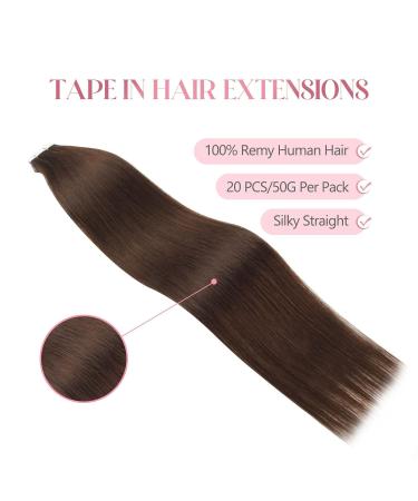 Sixstarhair Tape Extensions | Real Hair 20pcs 50g 14 Inch Medium Brown #3 | Premium Tape In Extensions - Buy Online on GoSupps.com