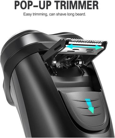 Men's Electric Shaver with Sideburn Trimmer | Rechargeable Rotary Razor | LCD Power Indicator | Wet & Dry | Fast Charging - Buy Online on GoSupps.com