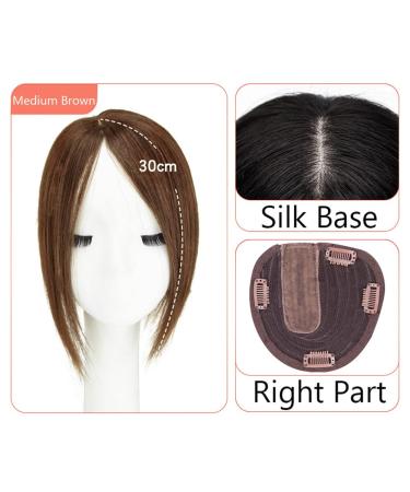 Smooth Silk Base Real Hair Topper - 30 cm Medium Brown One-Piece Crown Closure with Clips - Buy Online on GoSupps.com
