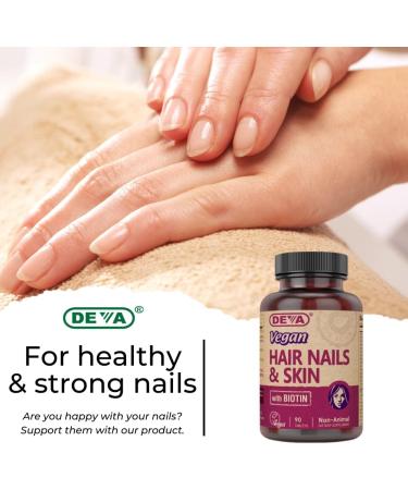 DEVA Vegan Hair, Nails & Skin Supplement - 90 Tablets | 500 mcg Biotin - Buy Online on GoSupps.com