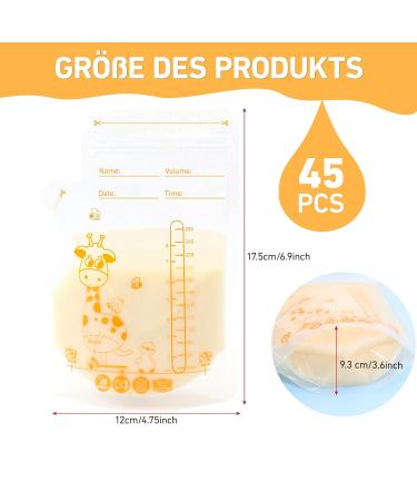 BPA-Free Breast Milk Storage Bags - 45 Pre-Sterilized 250ml Freezing Bags with Double Zipper | International Shipping Available - Buy Online on GoSupps.com