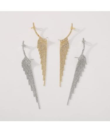 Shop Boho Silver Long Tassel Crystal Earrings - Statement Dangle for Women & Girls | Perfect for Weddings & Parties - Buy Online on GoSupps.com