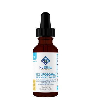 NuEthix Formulations B12 Liposomal with Methyl Folate Dietary Supplement Bioactive B Vitamins to Support an Optimal Metabolism 1 Fluid Ounce 30 Servings