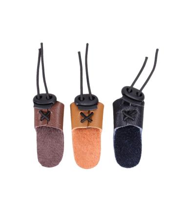 SEWACC 3pcs Single- Finger Gloves Archery Thumb Ring Leather Thumb Guard Finger Protector Archery Finger Shooting Glove for Hunting Shooting