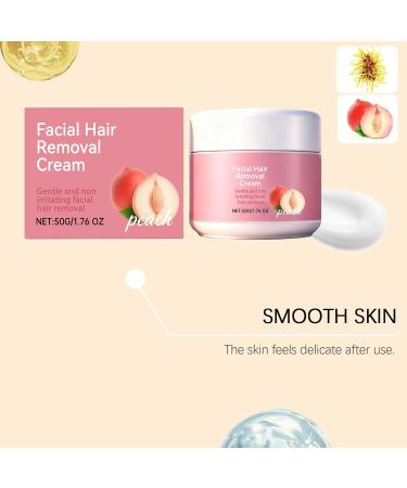  JASUBAI Pack of 6 facial hair removal creams - For sensitive skin on the upper lip and chin - Fast acting - Soothing cream with peach extract - Painless hair removal - Buy Online on GoSupps.com