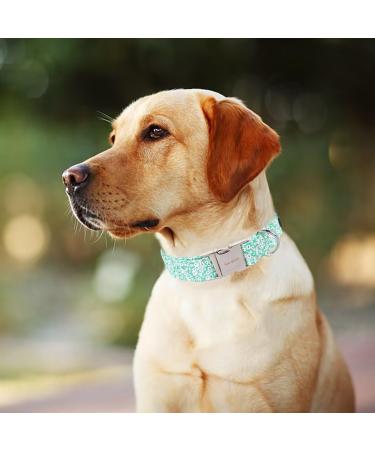 Unique Style Paws Summer Dog Collar - Green College & Linen with White Flower | Perfect for Small to XL Dogs - Ideal Gift! - Buy Online on GoSupps.com