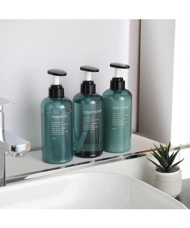3pc 16.9oz Shampoo & Conditioner Dispenser Bottles - Refillable Pump Containers Set for Shower Body Wash - Reusable Blue Ocean Design - Buy Online on GoSupps.com