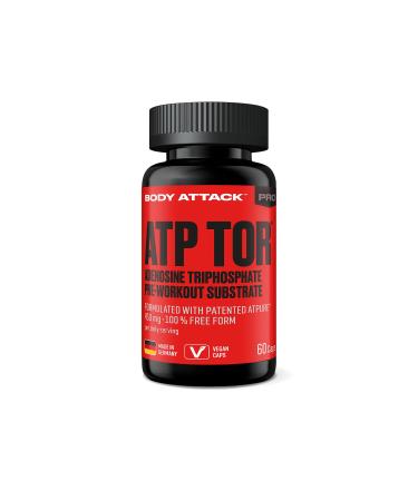 Body Attack ATP TOR - PRE WORKOUT BOOSTER - 60 capsules - Made in Germany - Gym Booster for fitness bodybuilding & muscle building training - Patented formula without aspartame - GMO Free - Buy Online on GoSupps.com