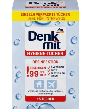 Denkmit hygiene wipes 15 pack - protection against viruses and bacteria