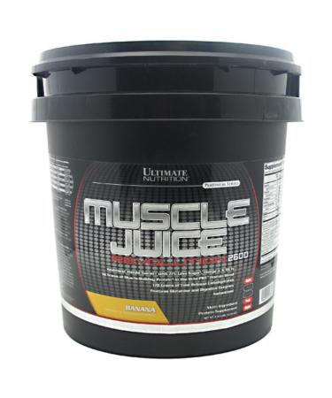Ultimate Nutrition Muscle Juice Revolution 2600 Weight Gainer Muscle Recovery with Glutamine Micellar Casein and Time Release Complex Carbohydrates Banana Protein Powder 11.1 Pounds