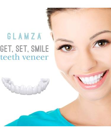 Giural 2 Pairs False Teeth Veneers Dental Teeth Veneers Cosmetic Veneers Instant Perfect Smile Teeth Temporary Braces Cover the Imperfect Teeth for You 2 Upper and 2 Lower