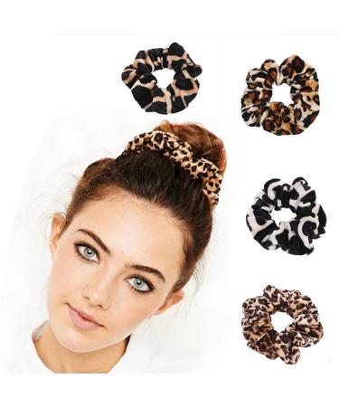Vektxi 2 pieces women girls leopard including hair scrunchy hair band ponytail holder hair tie hair jewelry durable and practical