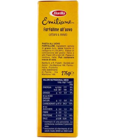  Barilla 10 Barilla alUovo Emiliane Farfalline No. 114 p tes - 100% Italian - 275g - Buy Online on GoSupps.com