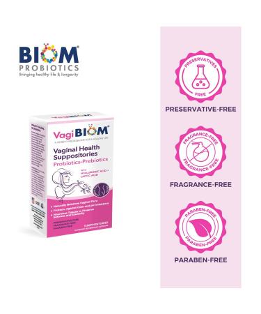 VagiBiom Lactobacillus Suppository - Microbiome Flora Balance & Odor Control | Paraben-Free & Preservative-Free - Buy Online on GoSupps.com