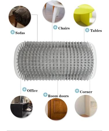 Bobozhong Cat Brush Set - 2 Wall Corner Grooming Brushes for Self-Grooming with Catnip & Screws | Gray Cat Groomer - Buy Online on GoSupps.com