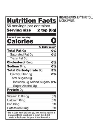 BetterBody Foods Monk Fruit Sweetener Blend | Zero Calorie Raw Cane Sugar Substitute for Keto Diet | 1lb Bag - Buy Online on GoSupps.com