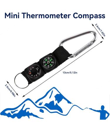 Herchr Keychain with Compass & Thermometer | Navigate with Precision | Ideal Carabiner Keychain for Travel & Adventure - Buy Online on GoSupps.com