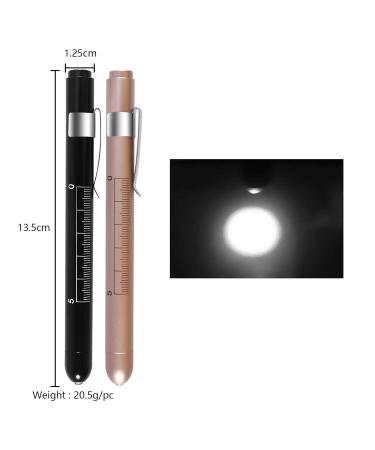 Shop Almocn 2-Piece LED Pen Lamp Set for Nurses - Reusable Medical Light with Pupil Teaching Ruler | Black & Gold - Buy Online on GoSupps.com