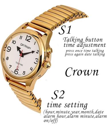 QIATKWH German Speaking Ladies Watch - Gold Shell & Adjustable Stainless Steel Strap - Buy Online on GoSupps.com