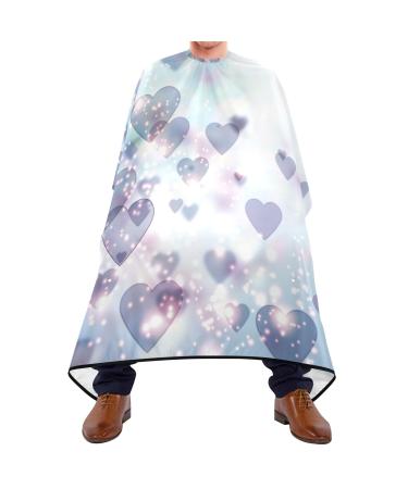 Waterproof Barber Cape -Blue Heart Printing Cheetah Haircut Bib for Men Unisex Hair Cutting Cape(8rp1a)
