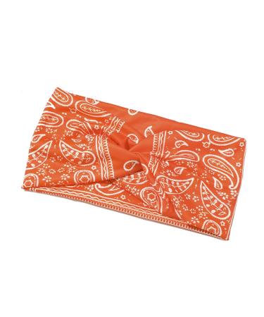 Mengloo 1pcs Women Wide Knot Printed Elastic Yoga Hairband Sports Turban Twist Headband for Girls.