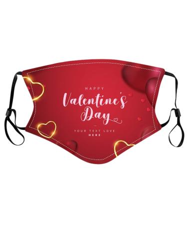 ZQP Face Cloth for Unisex Adults Romantic Pink Heart Stones On Black Background Love Valentines Day Theme Cold Mouth Dustproof Double Protection