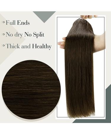 LAAVOO Easy Loop Hair Extensions - Brown 18 Inch Real Remy Hair with Microrings 50s Pack Brown #4 50g - Premium Microlink Extensions - Buy Online on GoSupps.com